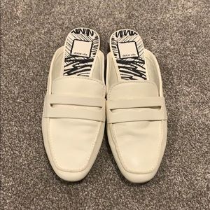 Dolce vita white leather loafers mules